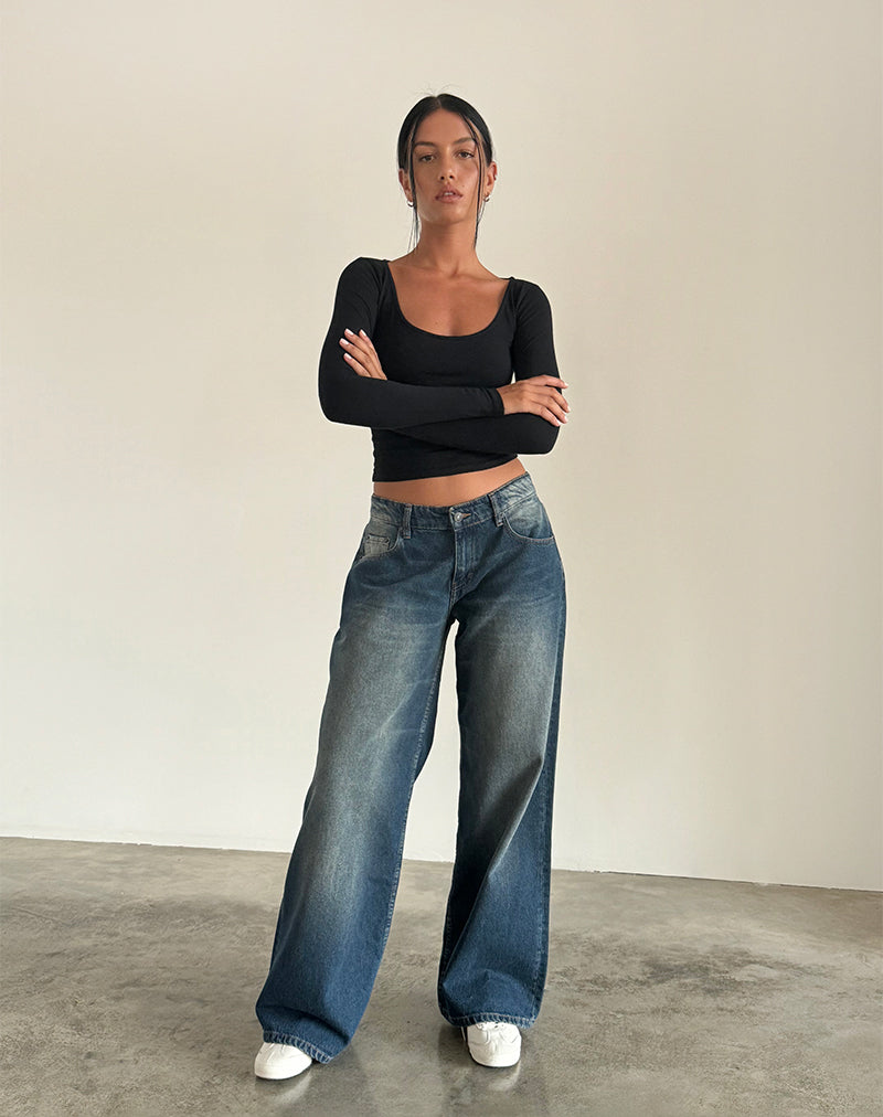 Image de Roomy Extra Wide Low Rise Jeans in Dark Vintage