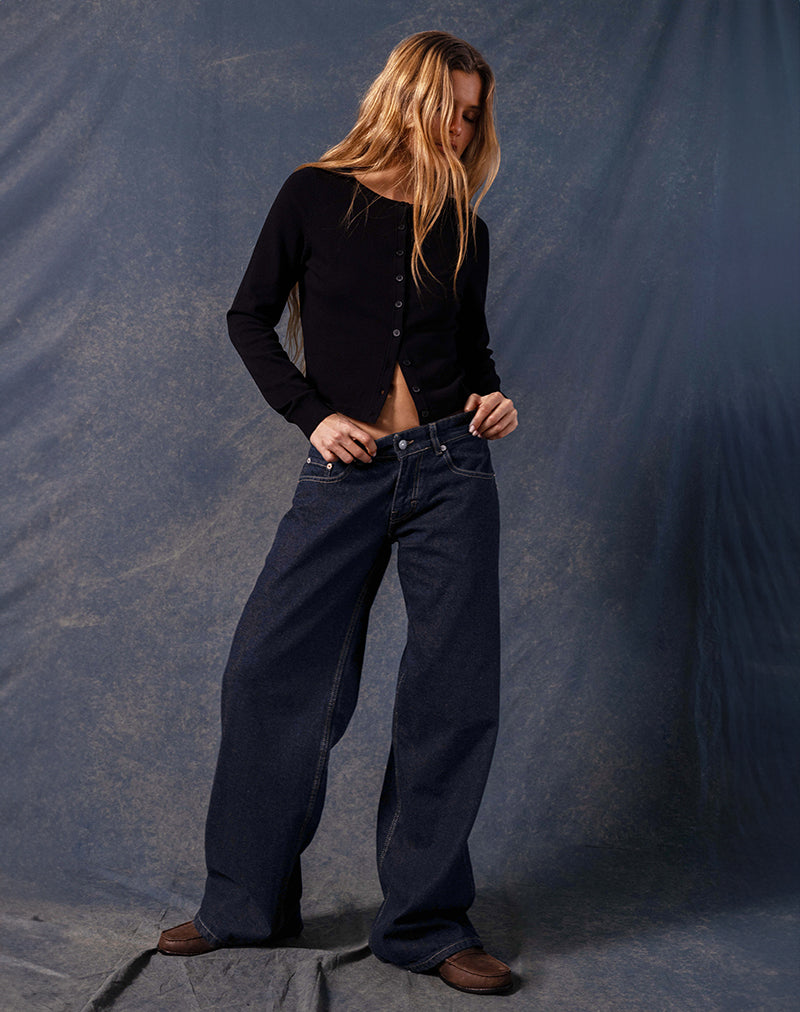 Jeans taille basse extra-large Roomy en Indigo