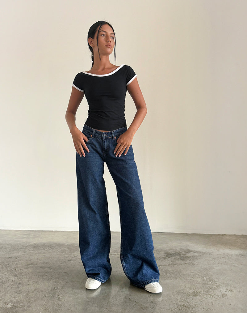 Image de Roomy Extra Wide Low Rise Jeans in Mid Indigo Blue