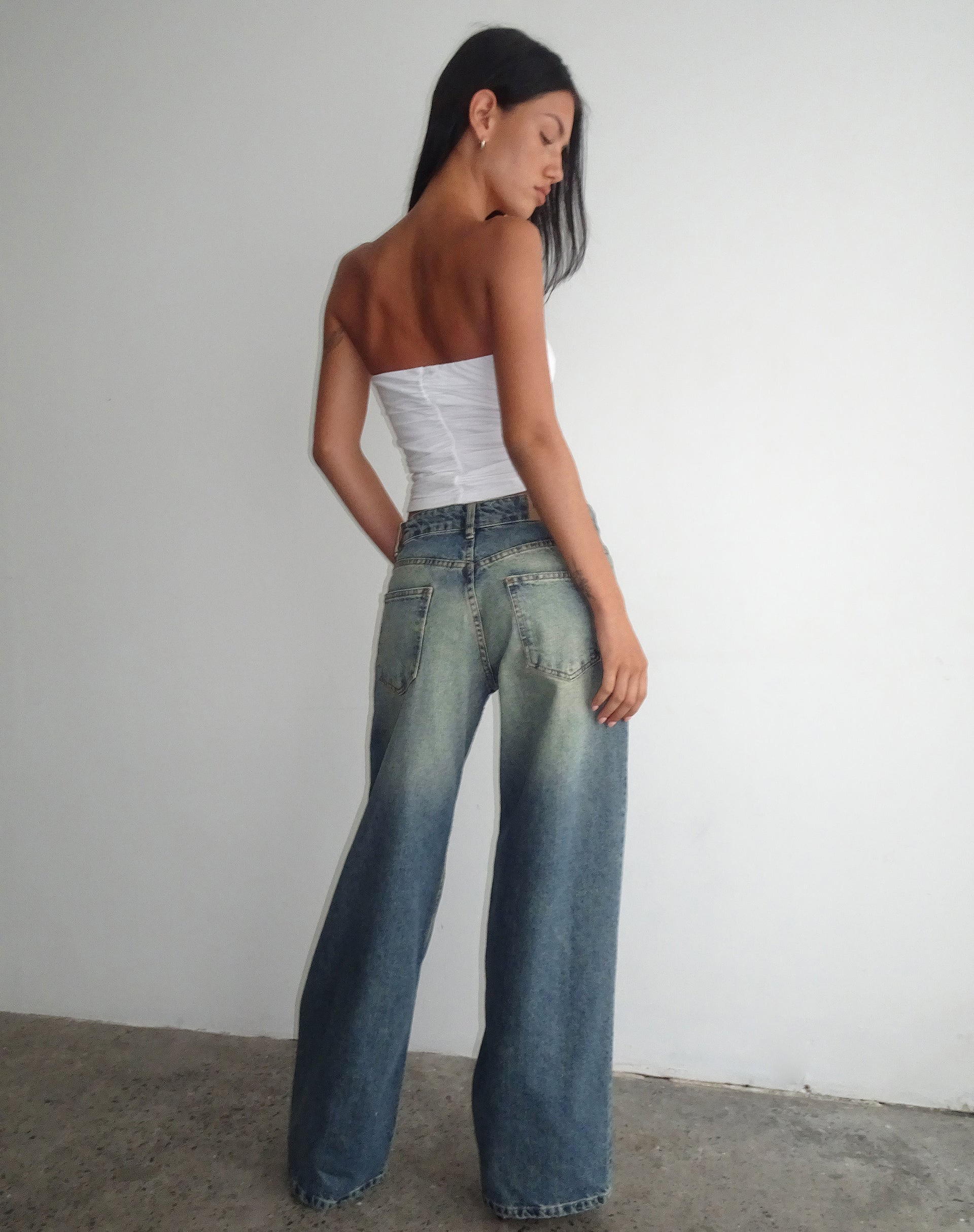 Image de Roomy Extra Wide Low Rise Jeans in Extreme Blue Green