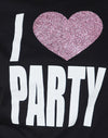 Black I Love Party Print