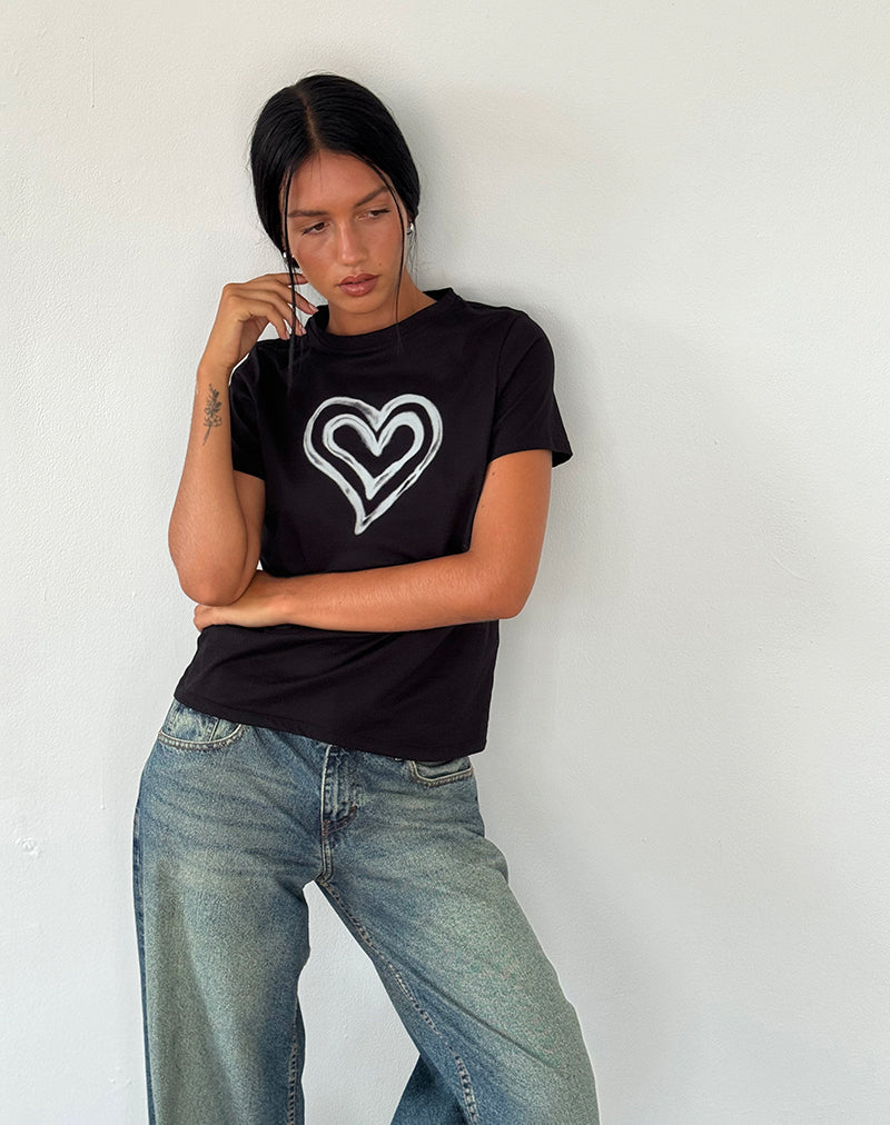 Image of Saki Tee in Black with Love Tie Dye