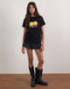 Image of Saki Tee in Black with Printed Squeeze Me Orange