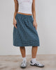 Image of Sanjina Midi Skirt in Mini Dark Blue Gingham