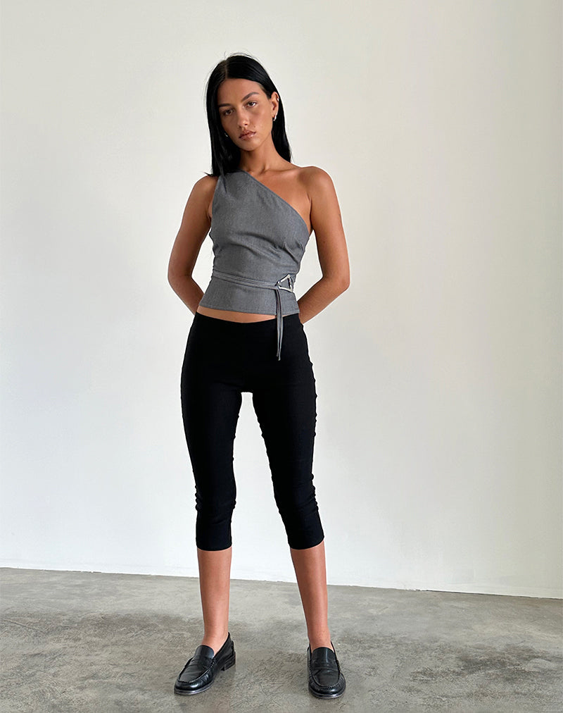 Sayaka One Shoulder Top in Tailoring Charcoal