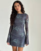 image of Sevila Long Sleeve Mini Dress in Faded Botanical Green