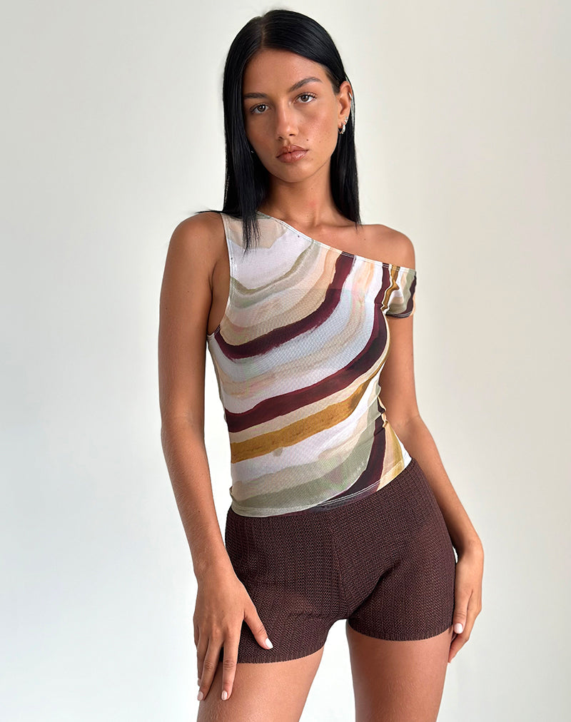 Image of Sohan Asymetrical Top in Mesh Wiggle Sunset