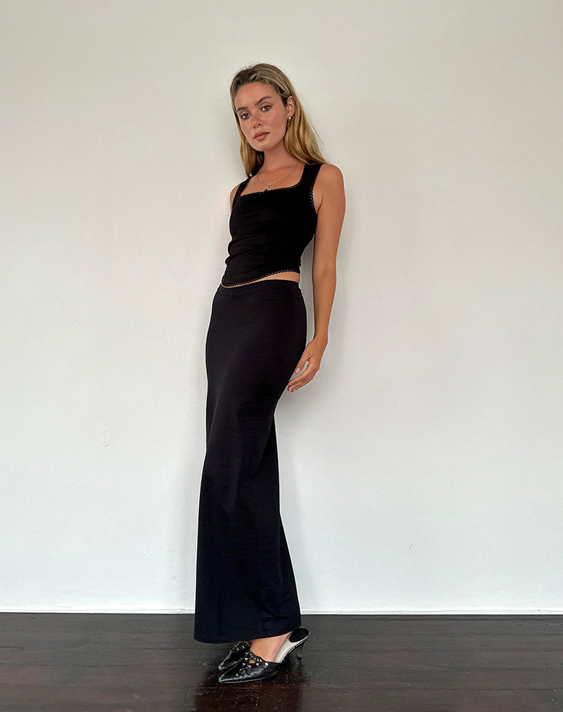 Image of Sunadia V Maxi Skirt in Black Lycra