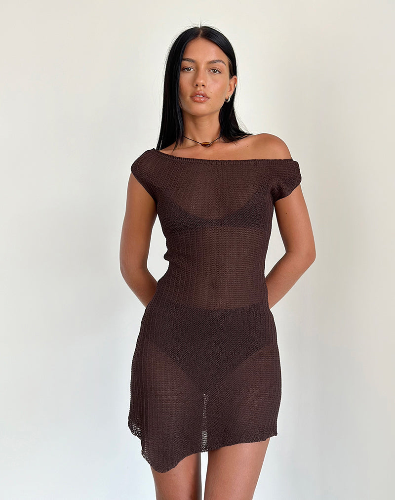 Susannah Dress in Wide Rib Knit Brown