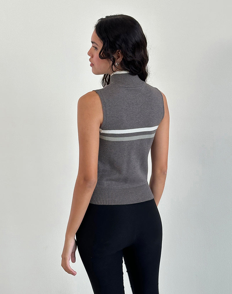 Image of Tabeya Sleeveless Knit Jacket in Grey