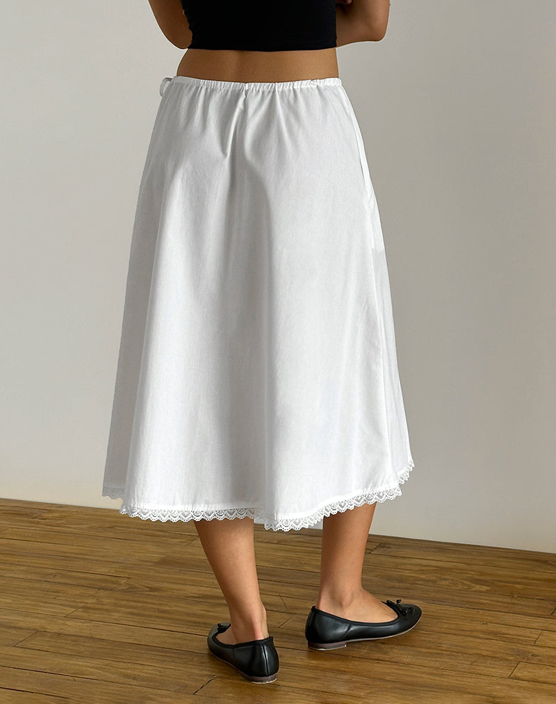 image of Taka Midi Skirt in Poplin White