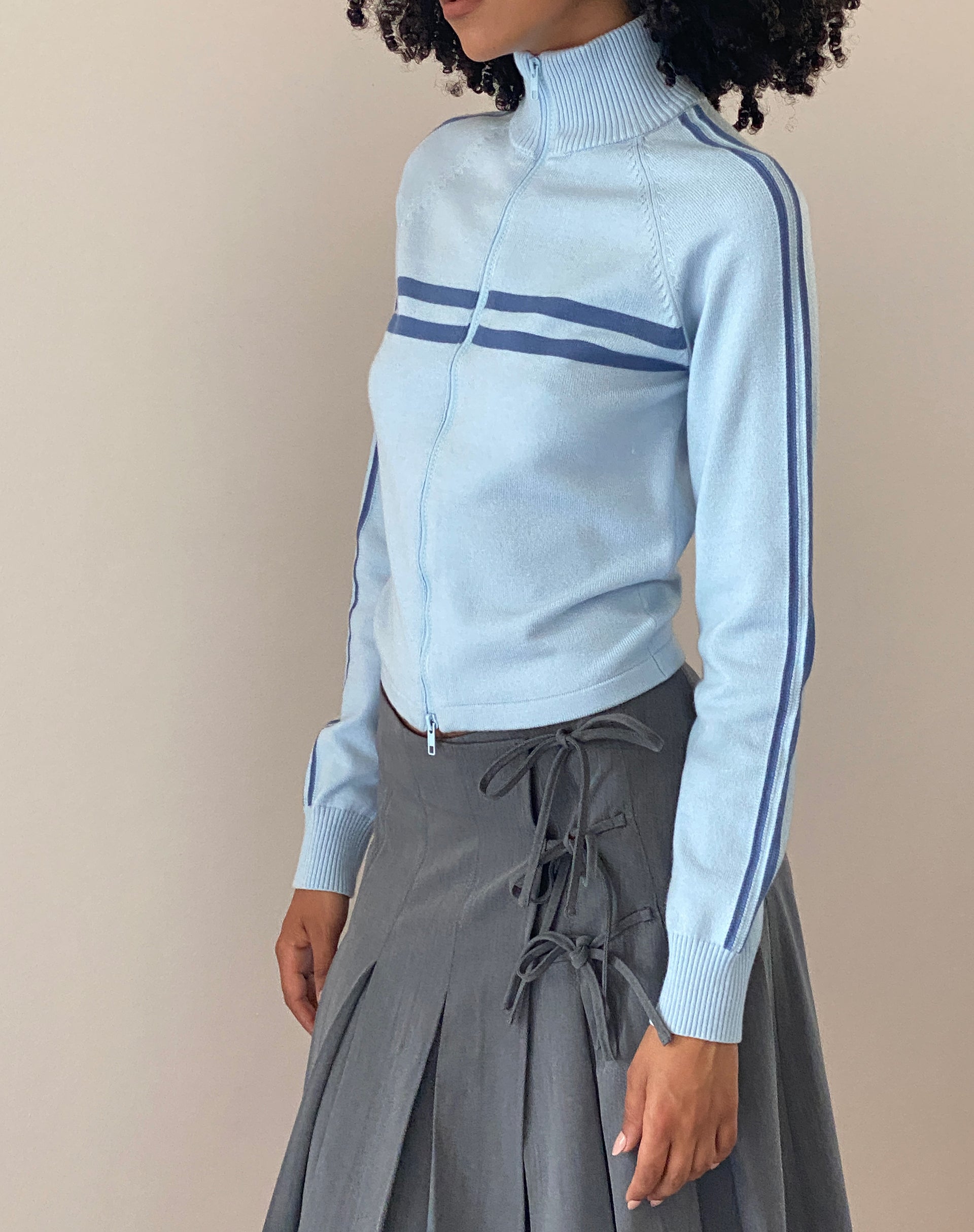 Image de Talisa Sporty Zip Through Jacket in Knit Light Blue