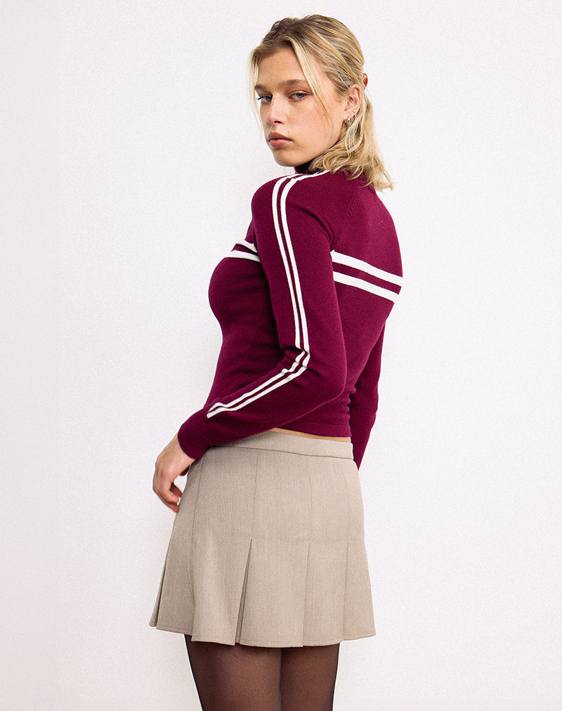 Image of Ronaso Pleated Mini Skirt in Light Brown