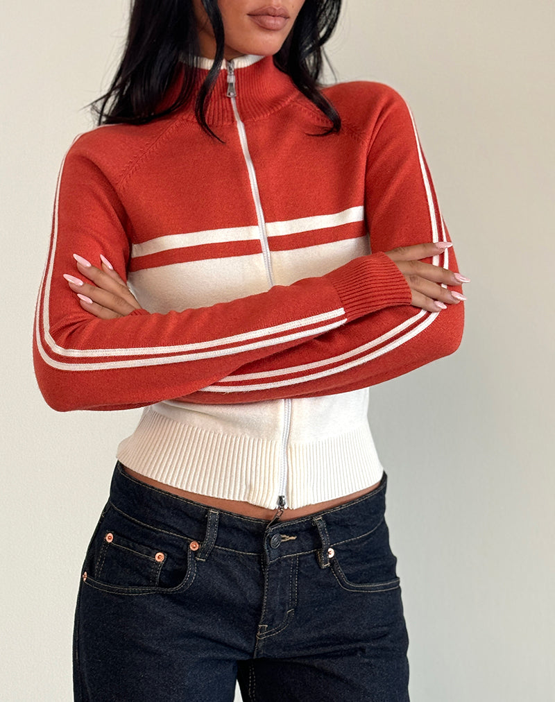 Talya Jacket in Panel Red with White