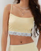 Image de Virni Cami Crop Top in Pale Yellow Satin