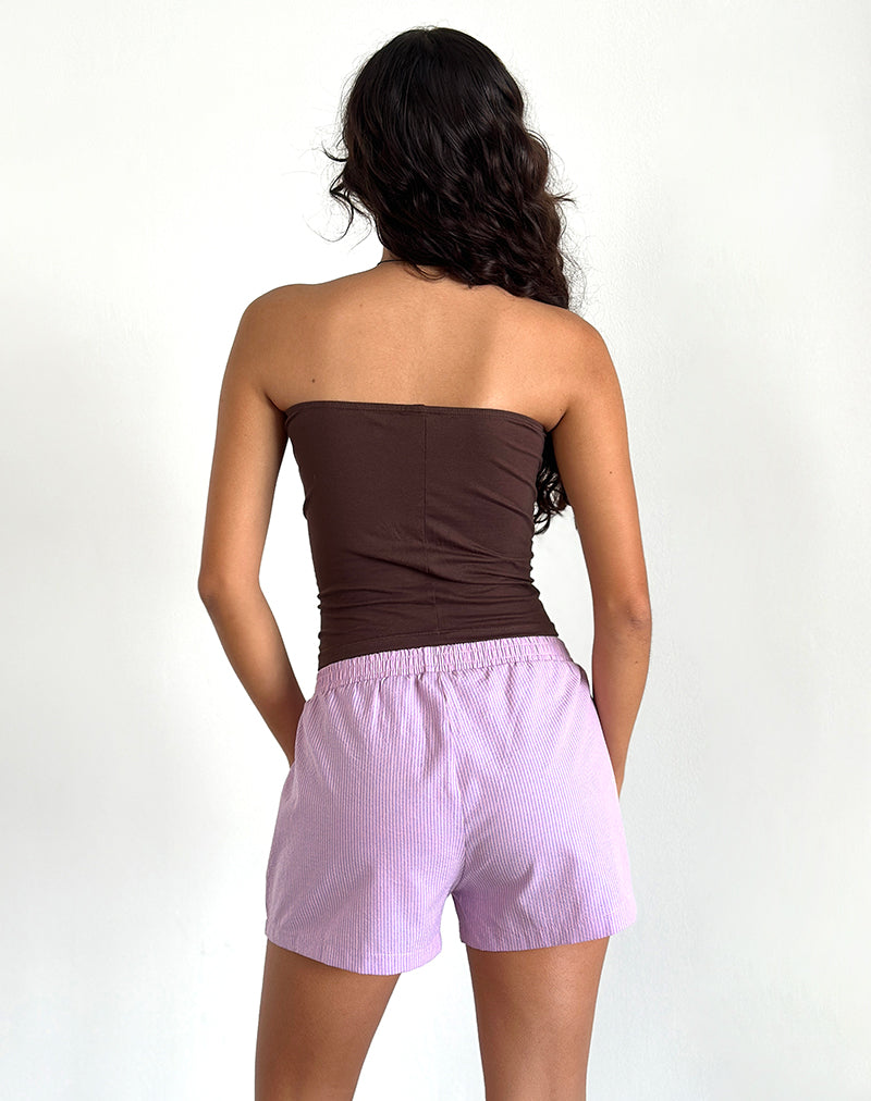 Image of Voir Shorts in Poplin Pink and Purple Stripe