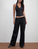 Image of Waski Wide Leg Trouser in Satin Black