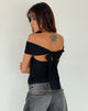Image de Wilda Bardot Bow Back Top in Knit Black