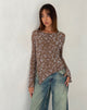 Image de Zest Mesh Long Sleeve Top in Botanist Flock Dark Taupe