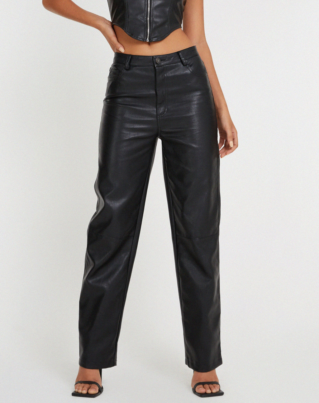 Pantalon large Zova en Pu noir