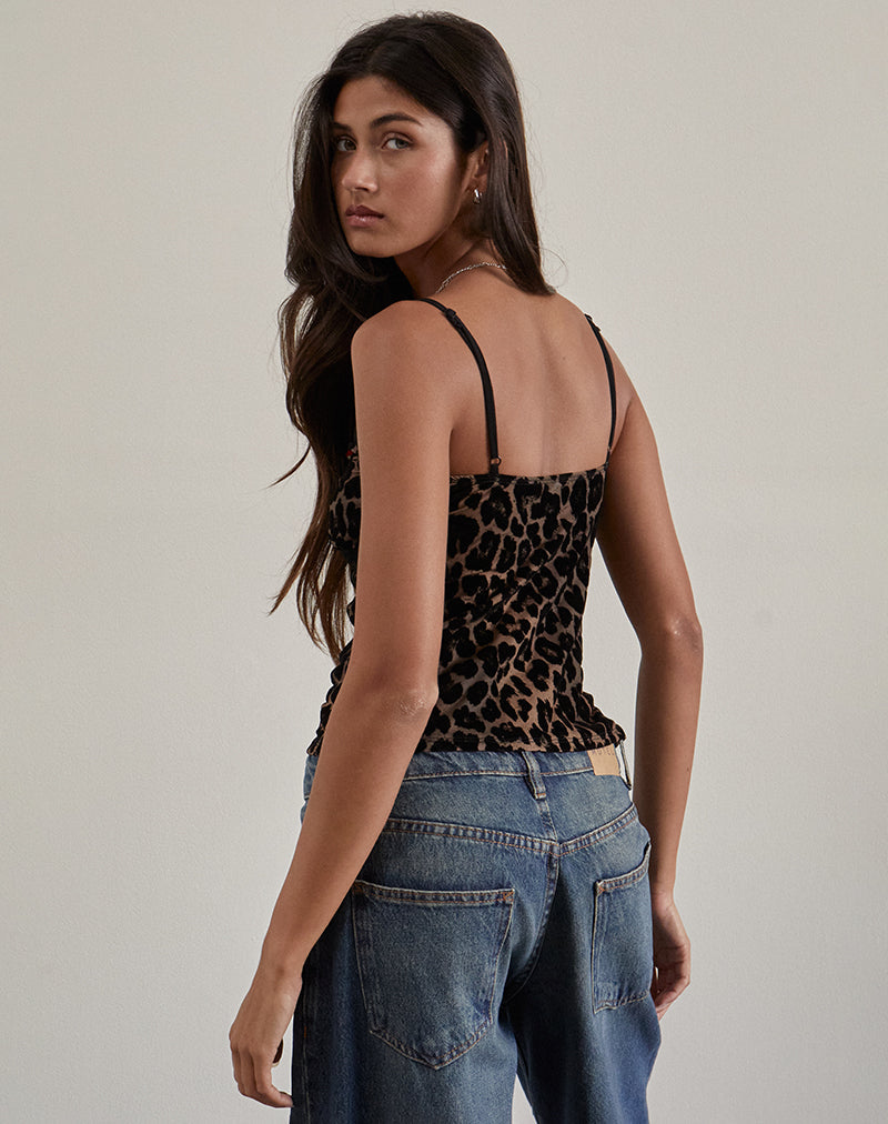 Image of Alcesta Top in Flock Mesh Rar Leopard