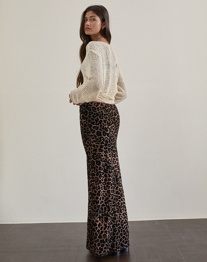 Image of Alfreda Maxi Skirt in Flock Mesh Rar Leopard