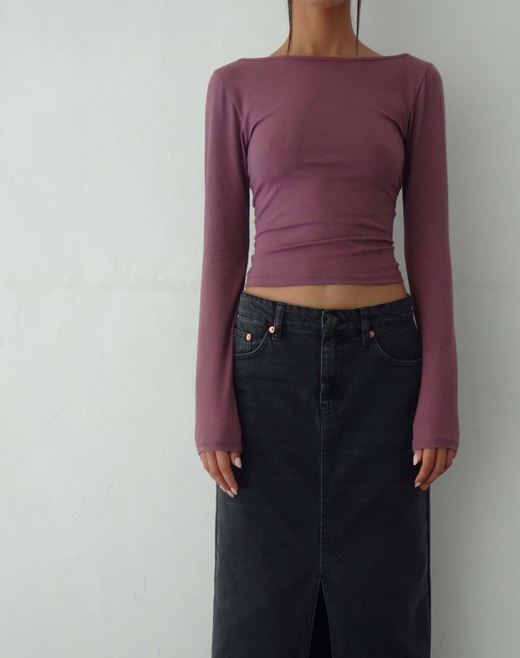 Amabon Lange Mouw Top in Mauve