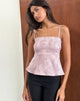 Image of Amerta Cami Top in Satin Jacquard Baby Pink