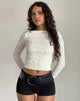 Image of Angela Textured Long Sleeve Top in Jersey Cream