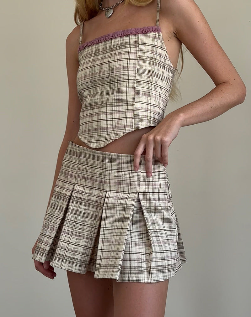 Image of Archie Corset Top in Cream Pastel Check