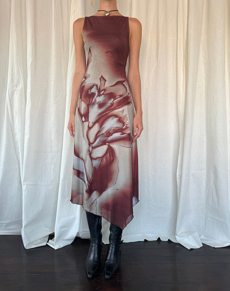 Afbeelding van Aysun Midi jurk in Lumen Mesh Bruin