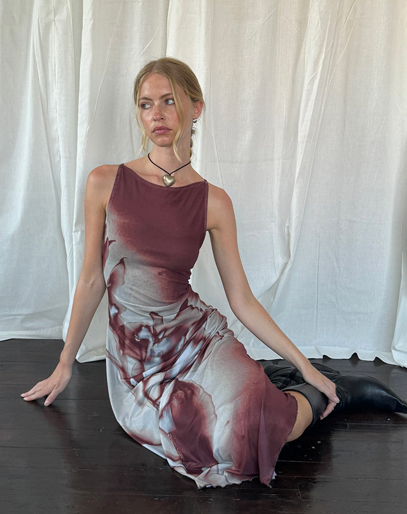 Afbeelding van Aysun Midi jurk in Lumen Mesh Bruin