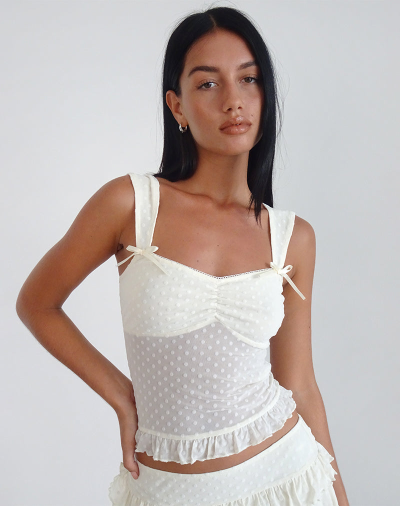 Bartila Top in Ivory Polka Flock