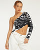 afbeelding van Baylee Crop Top in Mono Doodle Black