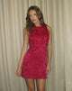 Image of Benian Mini Dress in Satin Jacquard Red