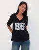 Image of Blaine Oversized Tee in Black with 86 White Lace Embroidery