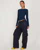 beeld van Oriells Cargo Trouser in Navy Top Stitch