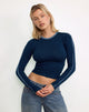 Afbeelding van Bonija Lange Mouw Top in Navy Faded Denim