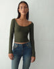 afbeelding van Bonlo Long Sleeve Top in Olive