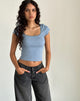 Image of Bovillo Cap Sleeve Top in Nantucket Blue