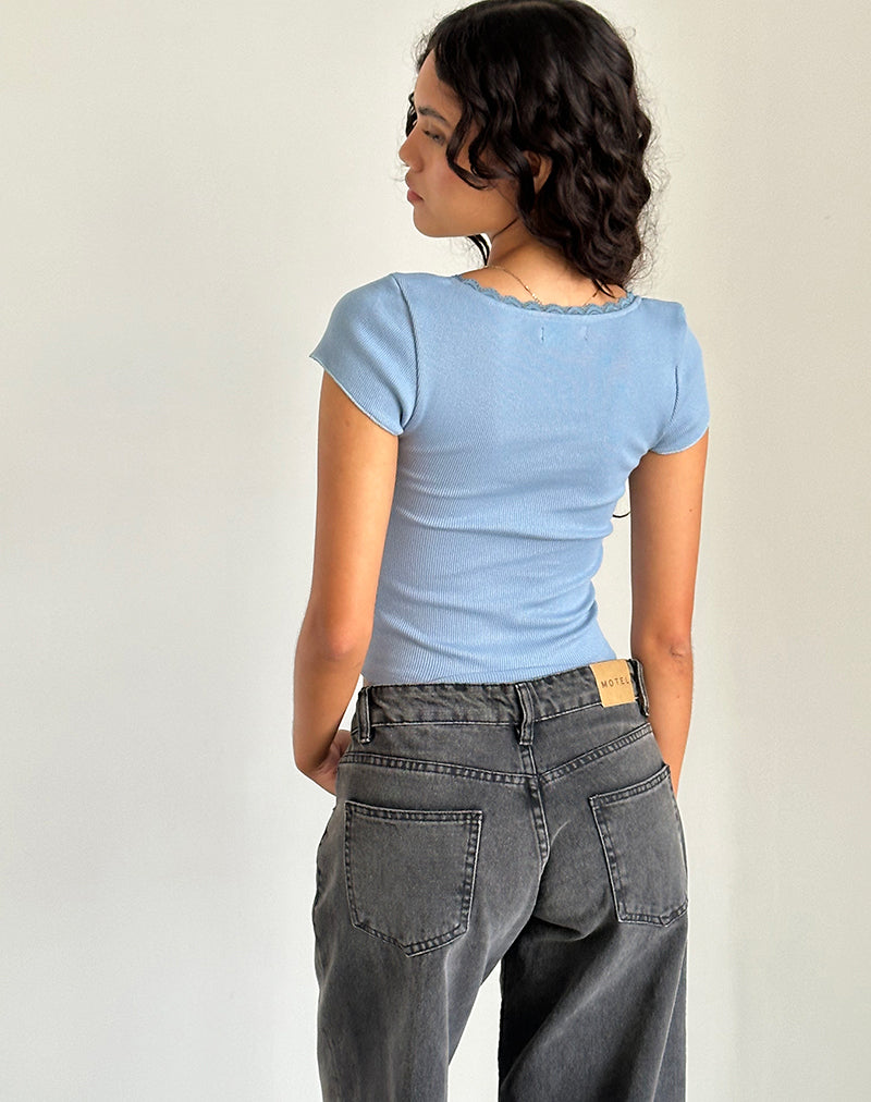 Image of Bovillo Cap Sleeve Top in Nantucket Blue