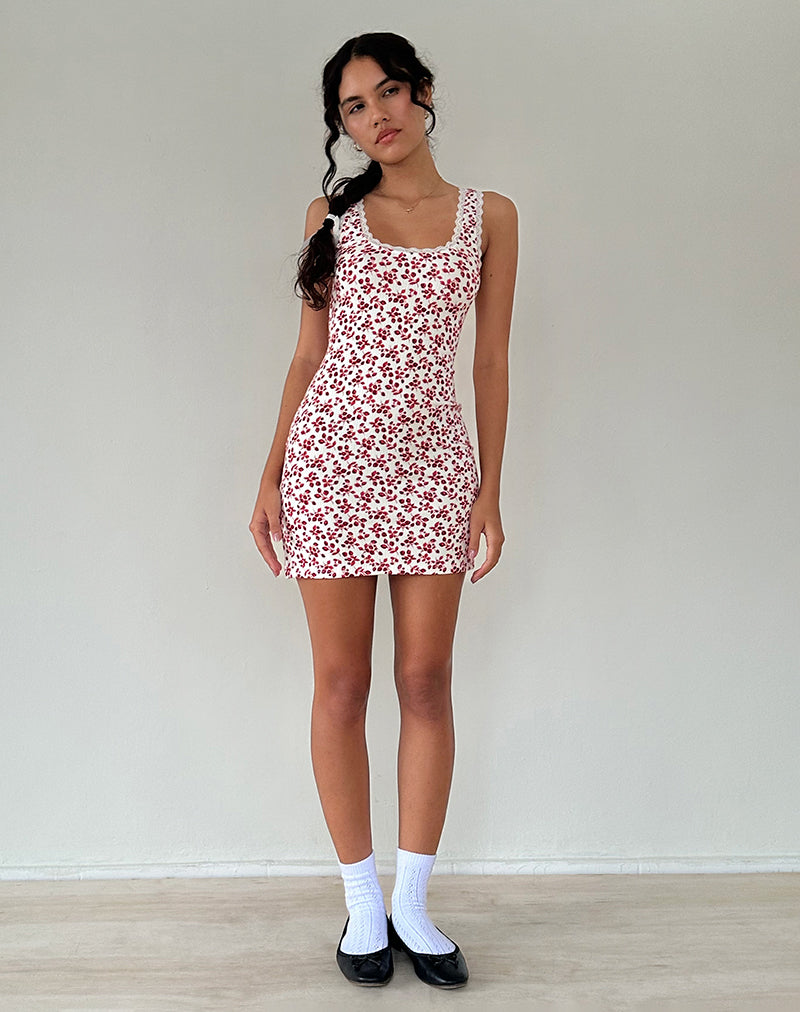 Image of Camina Dress in Summer Strawberry Off White