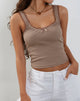 Afbeelding van Carillo Lace Trim Vest Top in Coffee