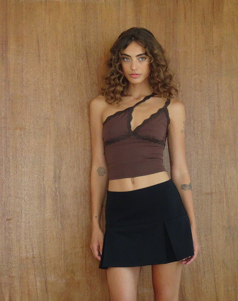 Carolina One Shoulder Top in Mocca