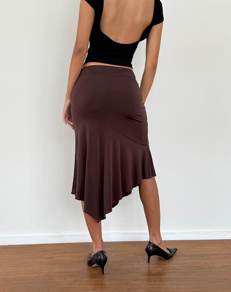 Afbeelding van Cinta Low Rise Midi rok in Chocolade