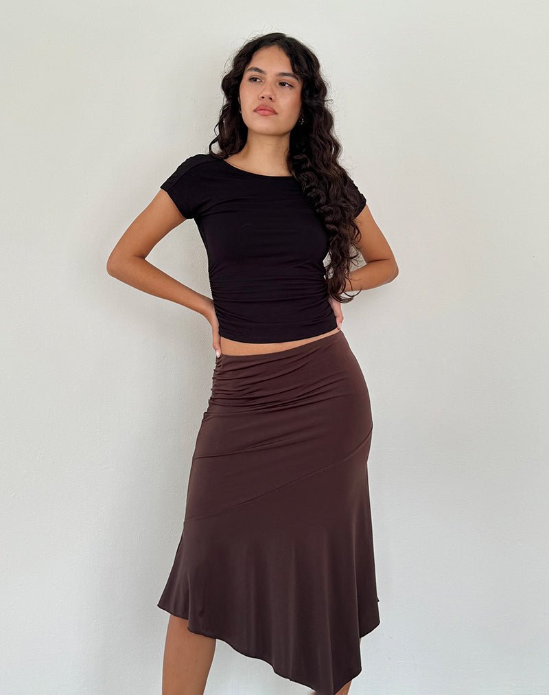 Afbeelding van Cinta Low Rise Midi rok in Chocolade