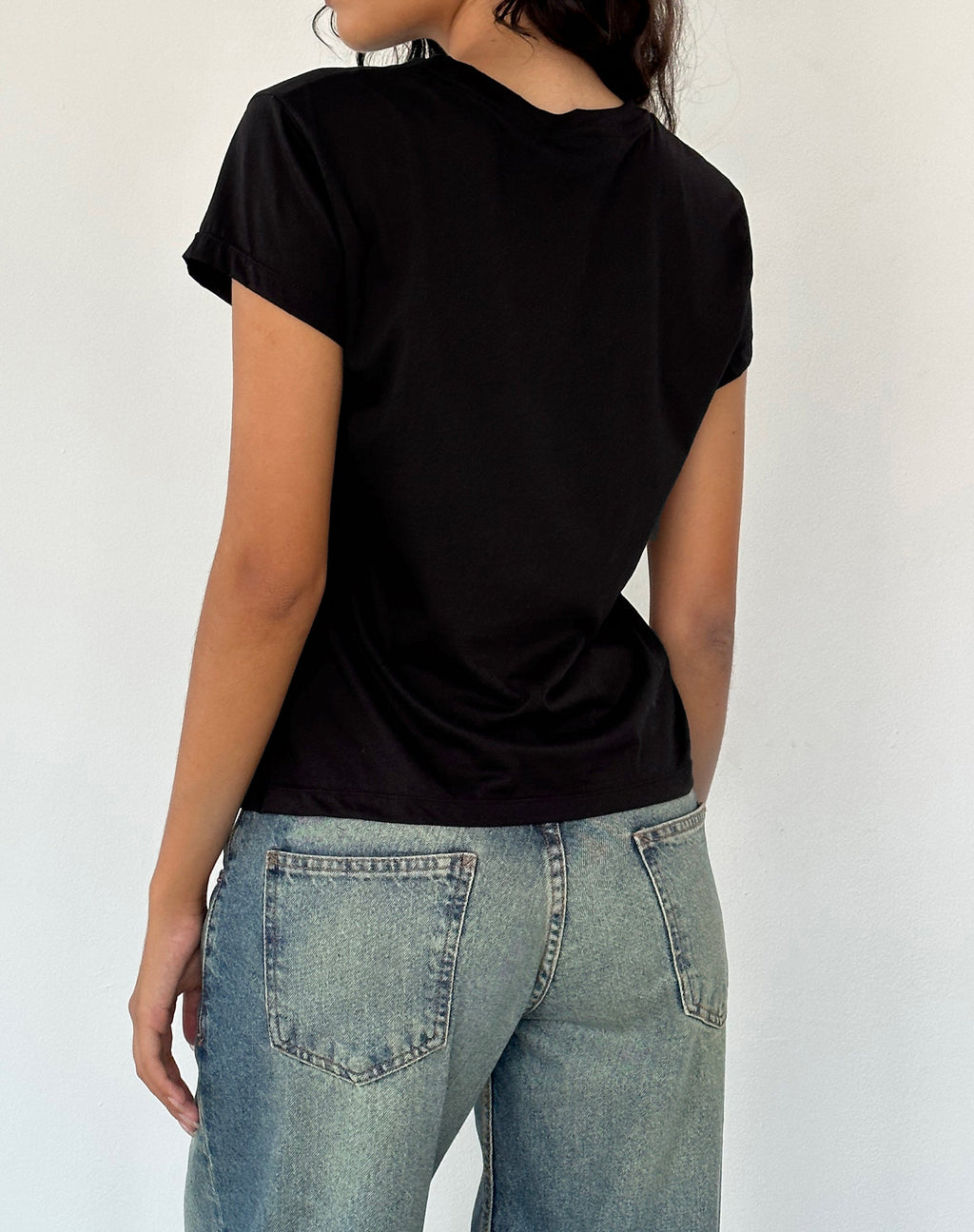 Clio Baggy T-shirt in Zwart Tissue Jersey