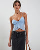 Afbeelding van Cojira Mesh Vlinder Top in Baby Blauw