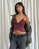 Afbeelding van Cojira Mesh Butterfly Top in Tonal Burgundy Paisley