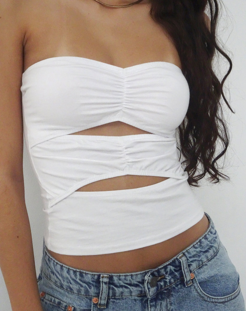 Dayu Bandeau Crop Top in Wit